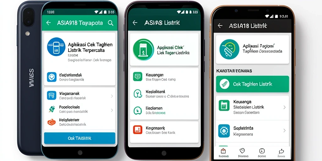 Tampilan antarmuka aplikasi Cek Tagihan Listrik ASIA918 yang user-friendly.