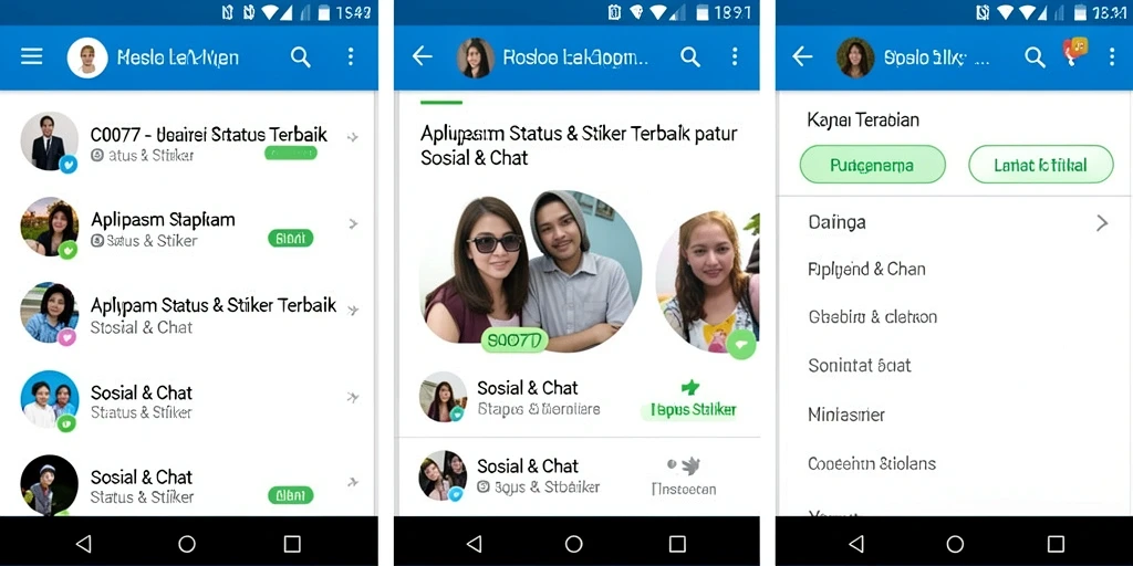 Tampilan antarmuka aplikasi Status & Stiker C0077 yang menarik.