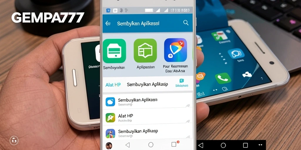 Tampilan antarmuka utama aplikasi GEMPA777 untuk menyembunyikan aplikasi.
