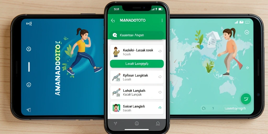 Tampilan antarmuka aplikasi Lacak Langkah MANADOTOTO yang informatif.