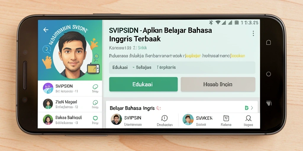 Tampilan antarmuka aplikasi SVIPSIDN untuk belajar Bahasa Inggris.