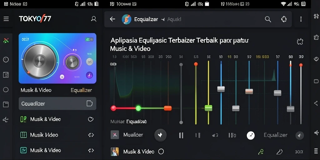 Antarmuka aplikasi TOKYO77 menampilkan kontrol Equalizer yang intuitif.