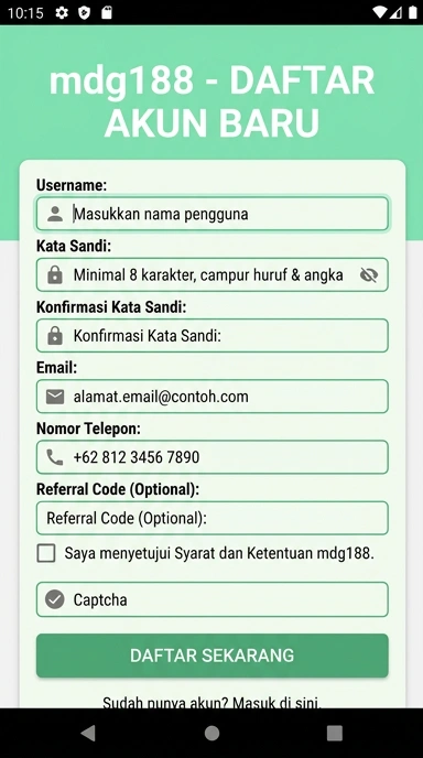 Panduan Registrasi Akun Baru mdg188 untuk Pengguna Android